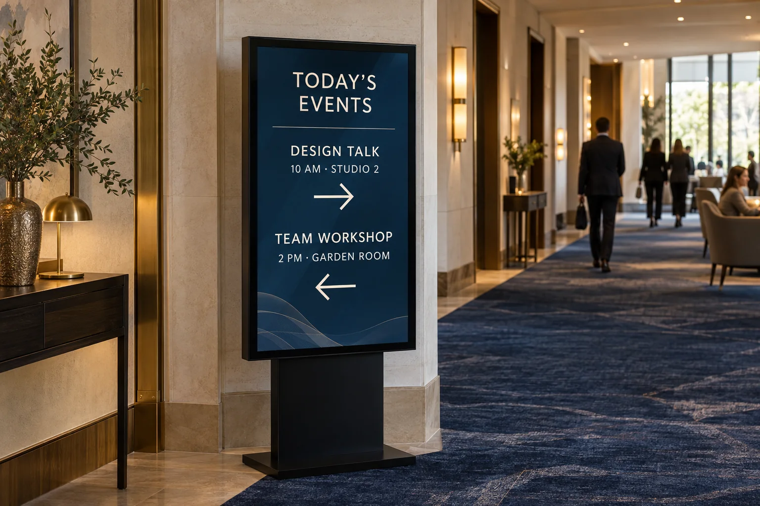 An event and meeting-room direction display in a hotel.