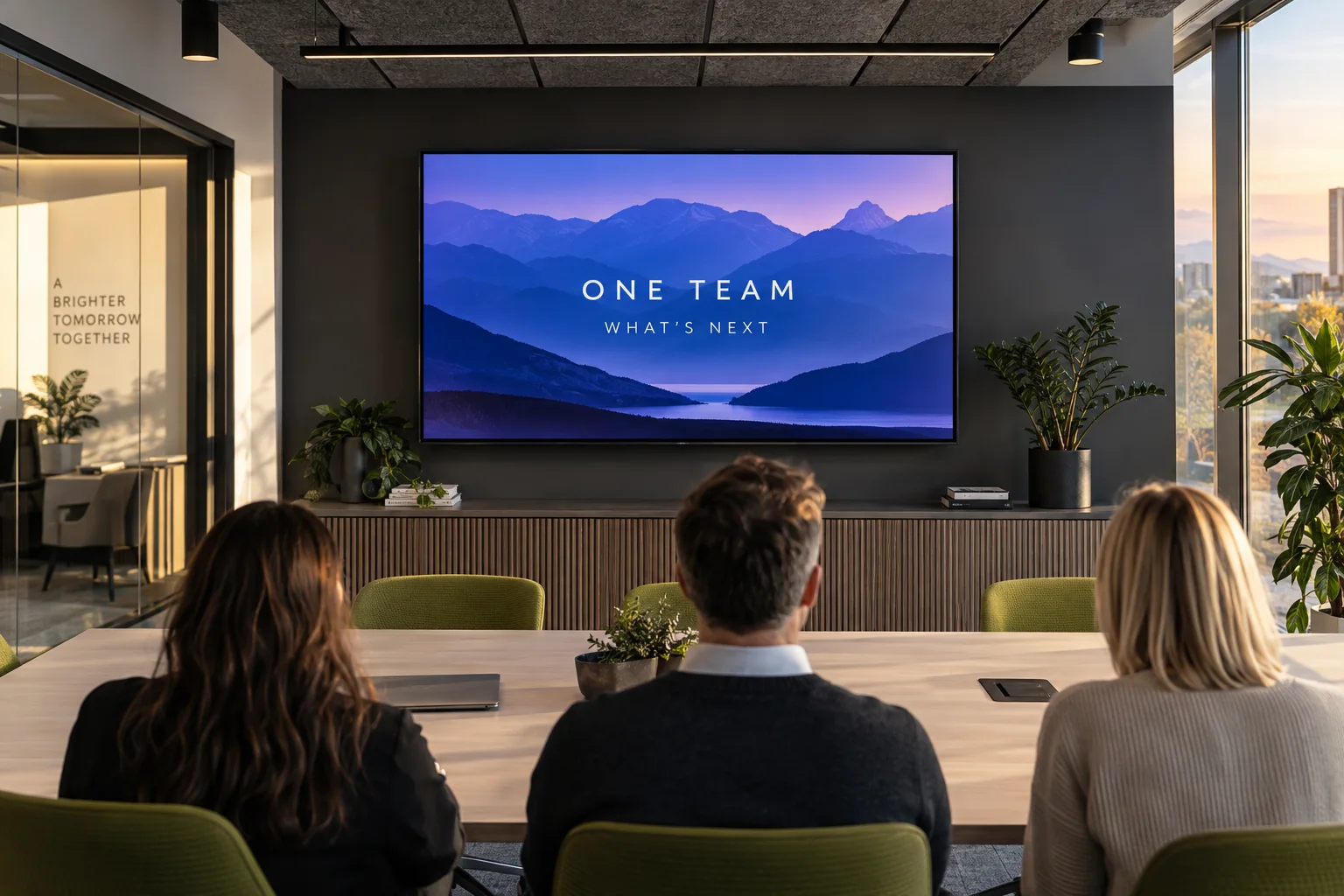 A presentation display in a meeting room.