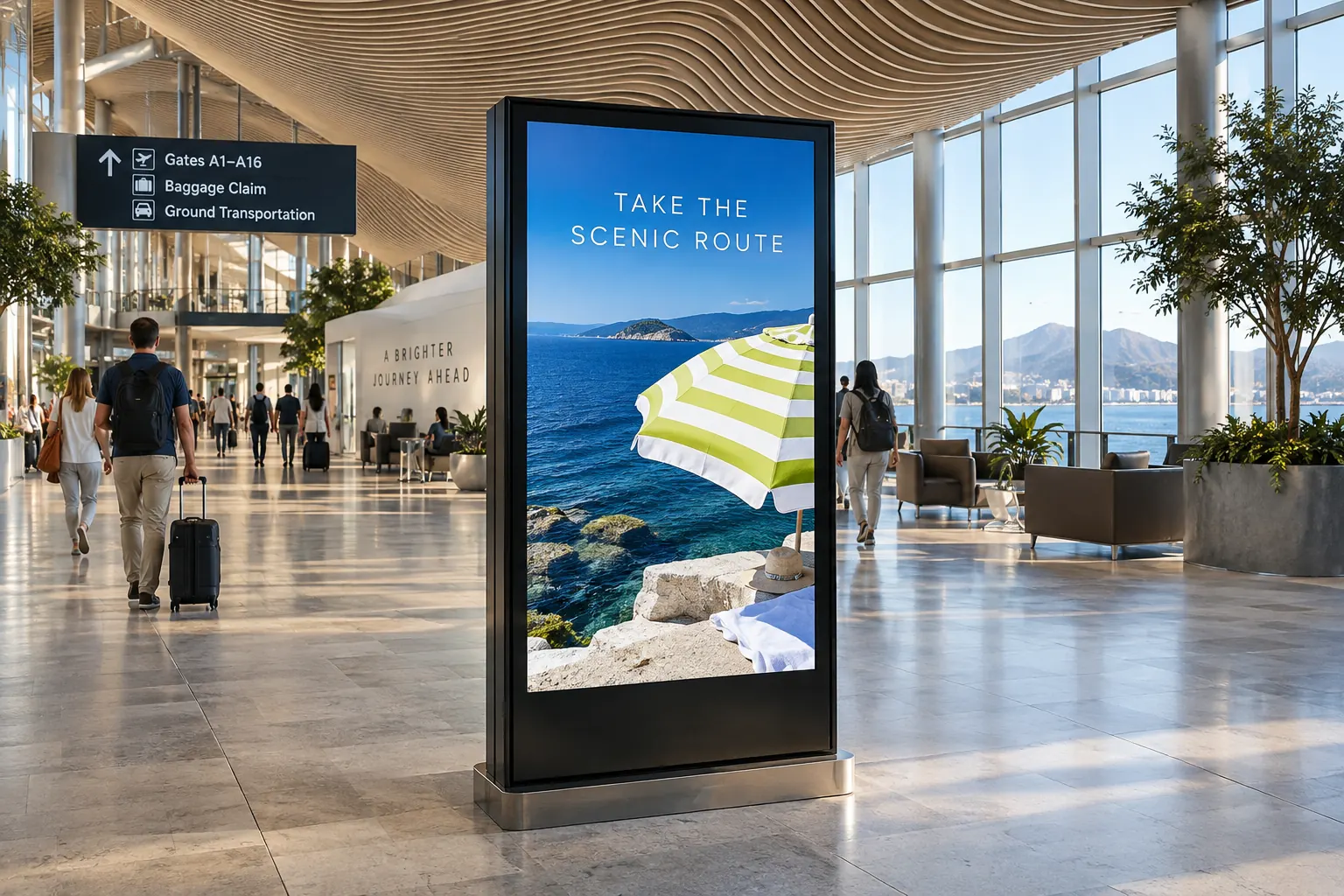 A digital display in a public space.